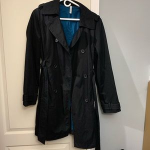 Old Navy Black Blue Trench Coat